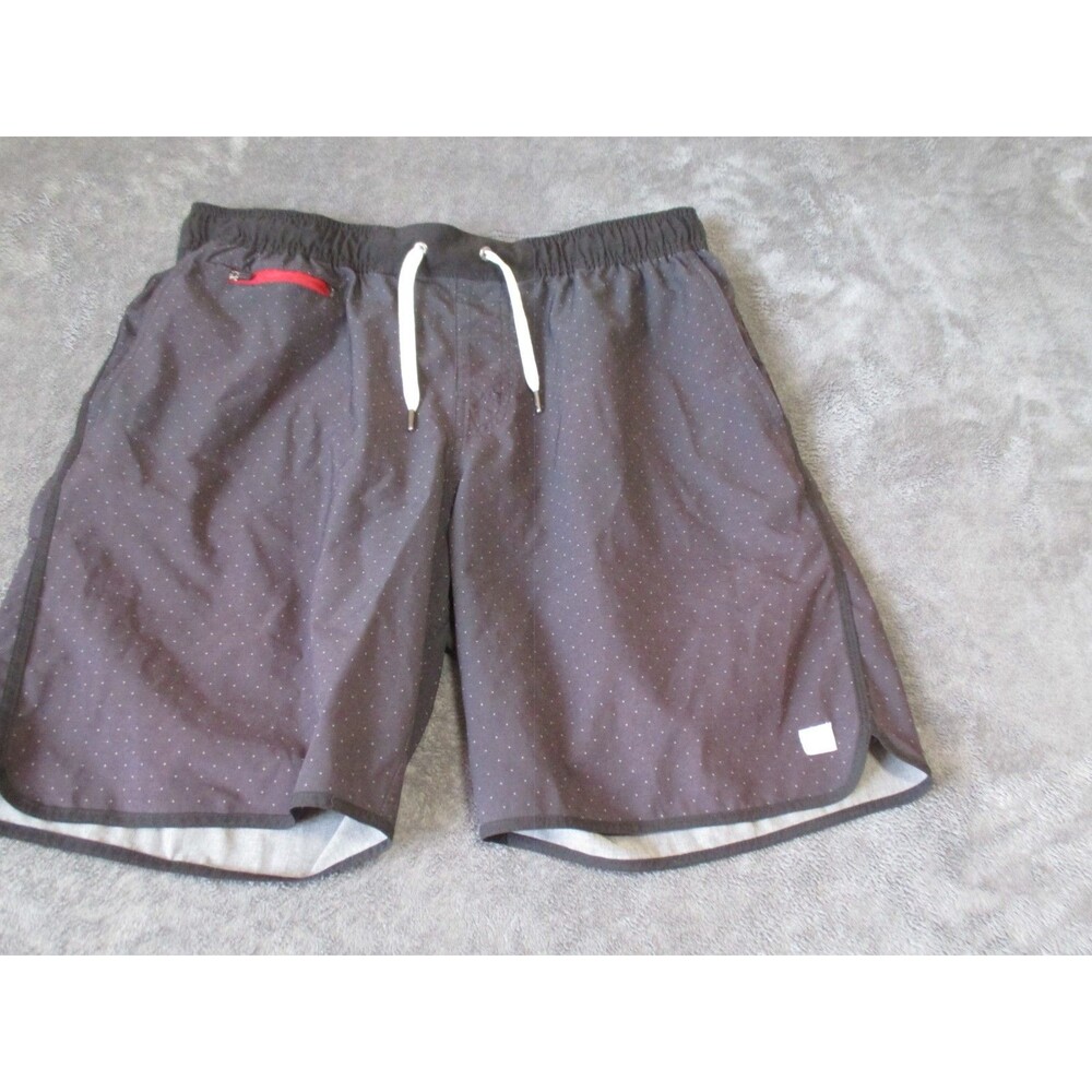 Vuori Banks Performance Shorts Mens Large 8" Inseam Black Gray Gym Casual